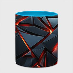 Кружка 3D Геометрические плиты со светом, цвет: 3D-белый + небесно-голубой — фото 2