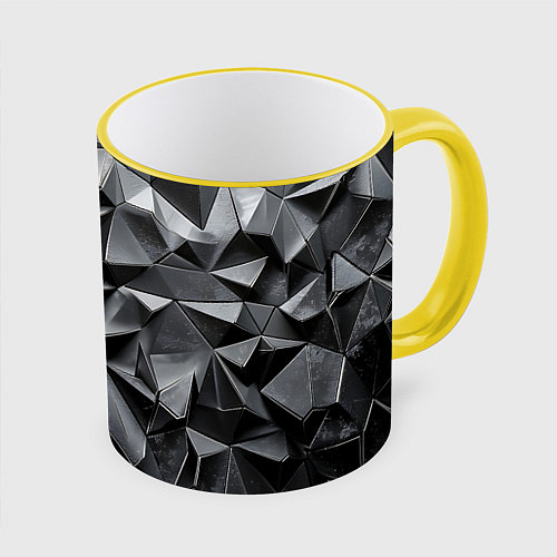 Кружка цветная Изношенная геометрия / 3D-Желтый кант – фото 1
