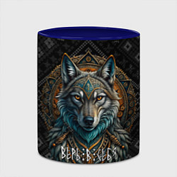 Кружка 3D Верь в себя не сдавайся - этно волк, цвет: 3D-белый + синий — фото 2