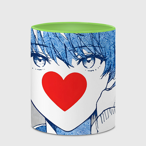 Кружка цветная Манга a boy love / 3D-Белый + светло-зеленый – фото 2