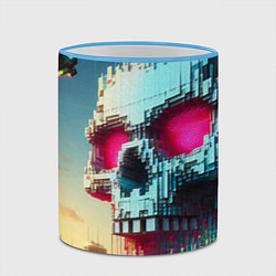 Кружка 3D Cool pixel skull - ai art fantasy, цвет: 3D-небесно-голубой кант — фото 2