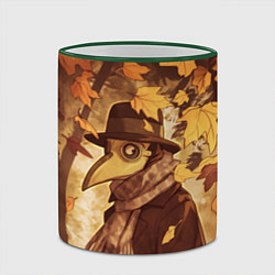 Кружка 3D Чумной доктор в осеннем лесу, цвет: 3D-зеленый кант — фото 2
