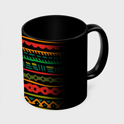 Кружка 3D Ethnic ornament on black, цвет: 3D-белый + черный