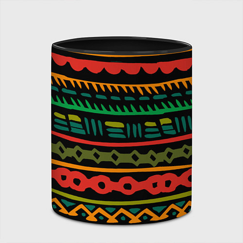 Кружка цветная Ethnic ornament on black / 3D-Белый + черный – фото 2