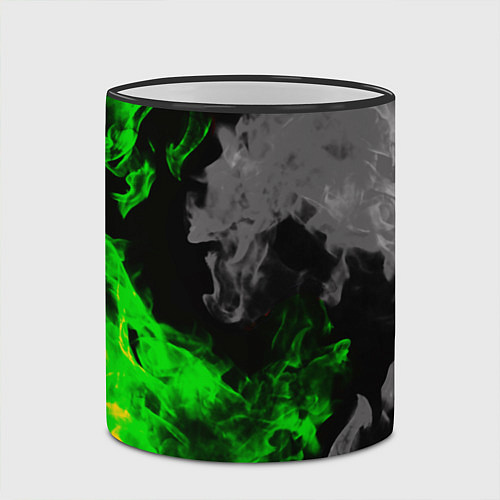 Кружка цветная Зелёный и чёрный огонь / 3D-Черный кант – фото 2