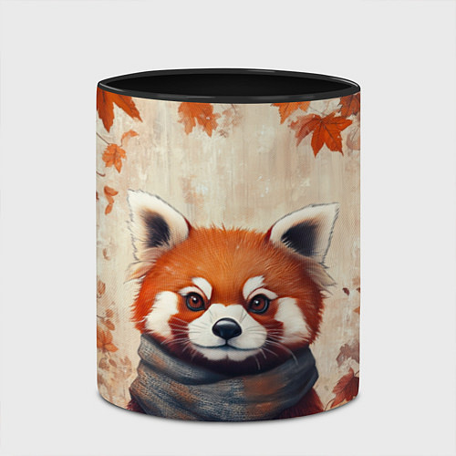 Кружка цветная Осенняя красная панда / 3D-Белый + черный – фото 2