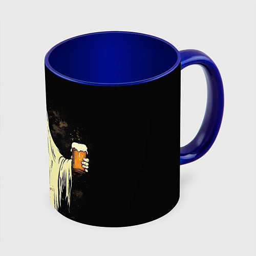Кружка цветная Приведение с пивом / 3D-Белый + синий – фото 1