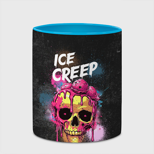 Кружка цветная Ice creep - рожок мороженого черепа / 3D-Белый + небесно-голубой – фото 2