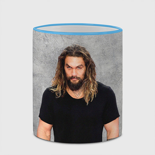 Кружка цветная Jason Momoa / 3D-Небесно-голубой кант – фото 2