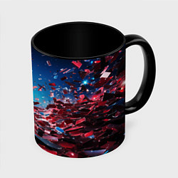 Кружка 3D Осколки плит в движении, цвет: 3D-белый + черный