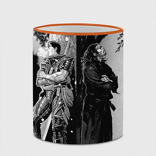Кружка цветная Berserk and Miyamoto Musashi / 3D-Оранжевый кант – фото 2
