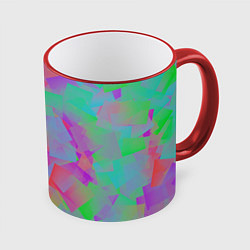 Кружка 3D Разноцветные слайды - абстракция, цвет: 3D-красный кант