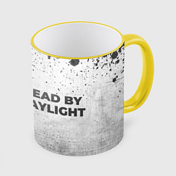 Кружка 3D Dead by Daylight - white gradient по-горизонтали, цвет: 3D-желтый кант