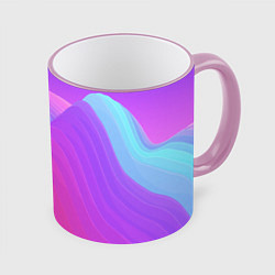Кружка 3D Неоновая геометрия полосы, цвет: 3D-розовый кант