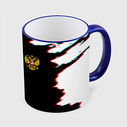 Кружка 3D Герб глитч краски, цвет: 3D-синий кант