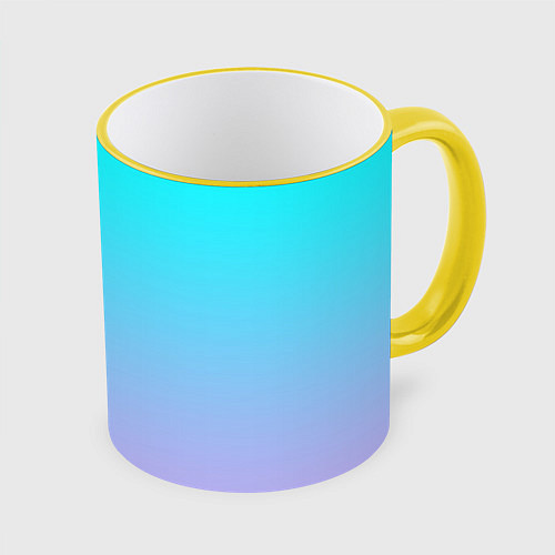 Кружка цветная Неоновые разводы градиента / 3D-Желтый кант – фото 1