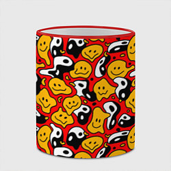 Кружка 3D Смайлики разноцветный паттерн, цвет: 3D-красный кант — фото 2