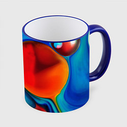 Кружка 3D Жидкие цветные краски, цвет: 3D-синий кант