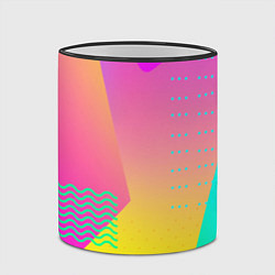Кружка 3D Неоновая геометрия градиент, цвет: 3D-черный кант — фото 2