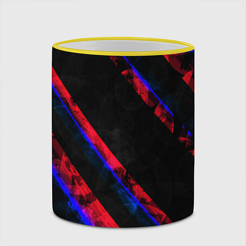 Кружка цветная Неоновые штрихи геометрия / 3D-Желтый кант – фото 2