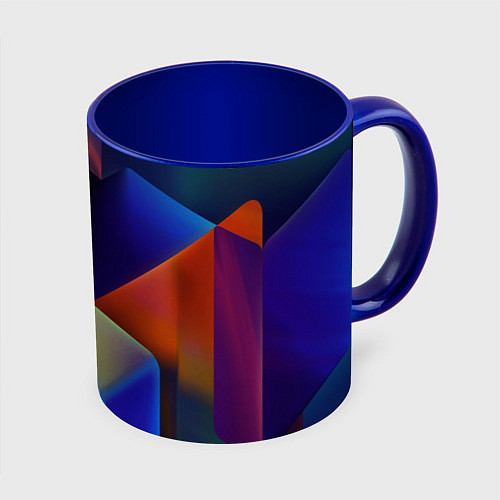 Кружка цветная Геометрия мозаика / 3D-Белый + синий – фото 1