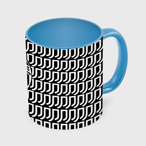 Кружка цветная Juventus fc pattern / 3D-Белый + небесно-голубой – фото 1