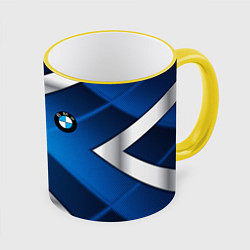 Кружка 3D BMW metalic blue abstract, цвет: 3D-желтый кант