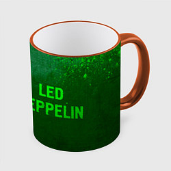 Кружка 3D Led Zeppelin - green gradient по-горизонтали, цвет: 3D-оранжевый кант