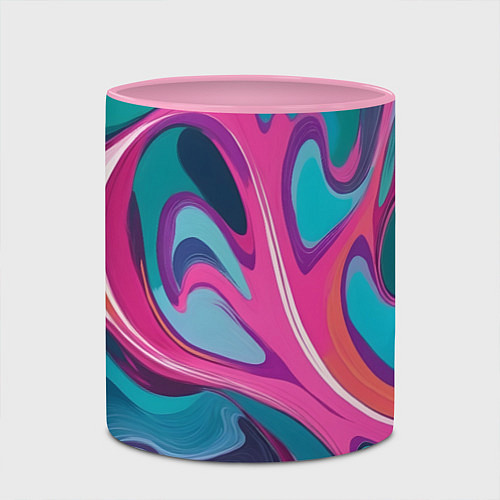 Кружка цветная Эбру краска / 3D-Белый + розовый – фото 2