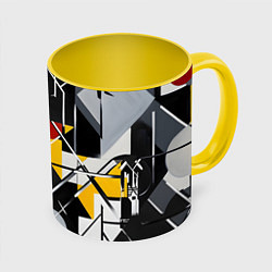 Кружка 3D Конструктивизм абстракция, цвет: 3D-белый + желтый