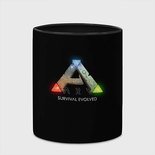 Кружка цветная Ark: Survival Evolved logo rpg / 3D-Белый + черный – фото 2