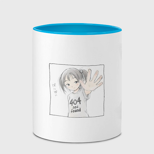 Кружка цветная 404 error anime tag / 3D-Белый + небесно-голубой – фото 2