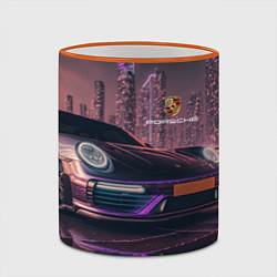 Кружка 3D Porshe neon city, цвет: 3D-оранжевый кант — фото 2