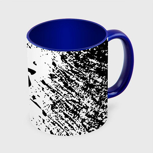 Кружка цветная Doom logo краски чёрные / 3D-Белый + синий – фото 1