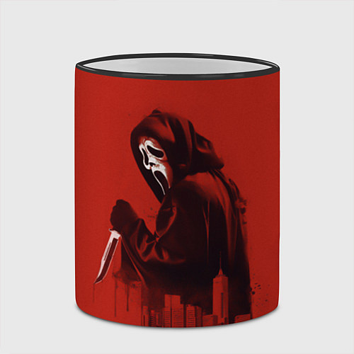 Кружка цветная Призрачное лицо с ножом / 3D-Черный кант – фото 2