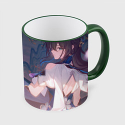 Кружка 3D Honkai Star Rail Ruan Mei sakura, цвет: 3D-зеленый кант