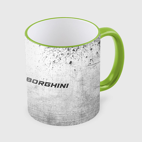Кружка цветная Lamborghini - white gradient по-горизонтали / 3D-Светло-зеленый кант – фото 1
