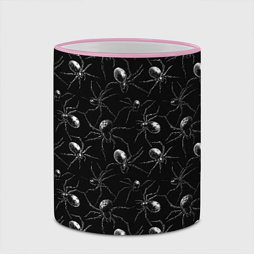 Кружка цветная Паттерн с пауками / 3D-Розовый кант – фото 2