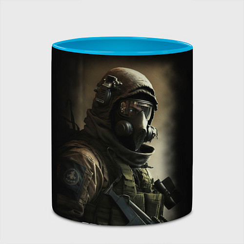 Кружка цветная Counter strike 2 спецназ / 3D-Белый + небесно-голубой – фото 2