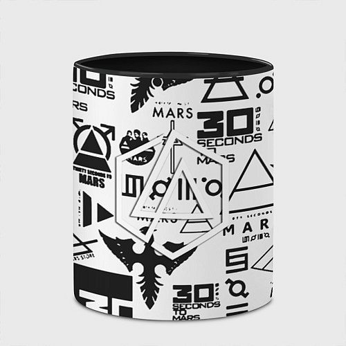 Кружка цветная Linkin park pattern 30 second to mars / 3D-Белый + черный – фото 2