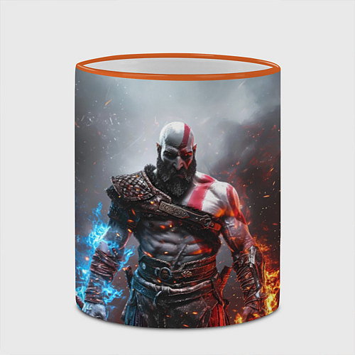 Кружка цветная God of War Кратос / 3D-Оранжевый кант – фото 2