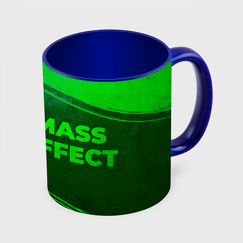 Кружка цветная Mass Effect - green gradient по-горизонтали / 3D-Белый + синий – фото 1