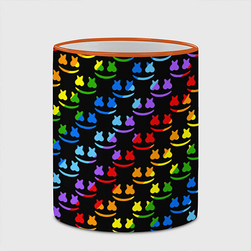 Кружка цветная Marshmello pattern neon / 3D-Оранжевый кант – фото 2