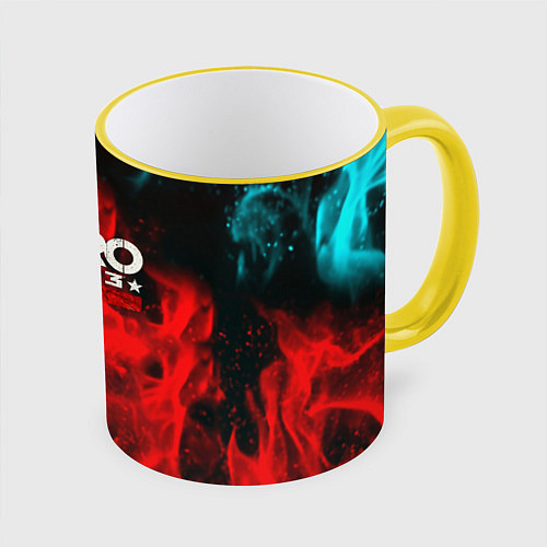 Кружка цветная Metro 2033 fire / 3D-Желтый кант – фото 1