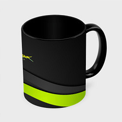 Кружка 3D Cyberpunk 2077 stripes line, цвет: 3D-белый + черный