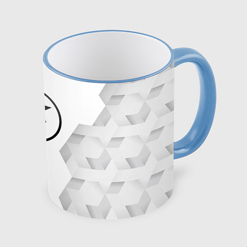 Кружка цветная Skillet white poly / 3D-Небесно-голубой кант – фото 1