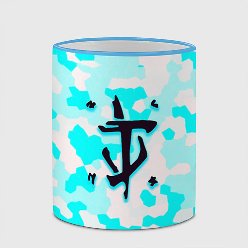 Кружка цветная Doom лого камуфляж / 3D-Небесно-голубой кант – фото 2