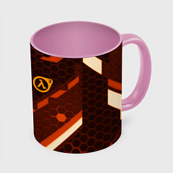 Кружка 3D Half life geometry steel metal, цвет: 3D-белый + розовый
