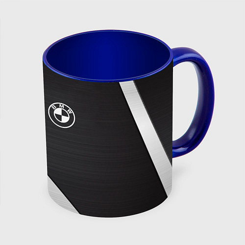 Кружка цветная BMW sport line geometry steel / 3D-Белый + синий – фото 1