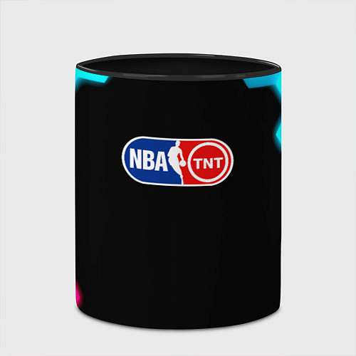 Кружка цветная NBA текстура соты / 3D-Белый + черный – фото 2